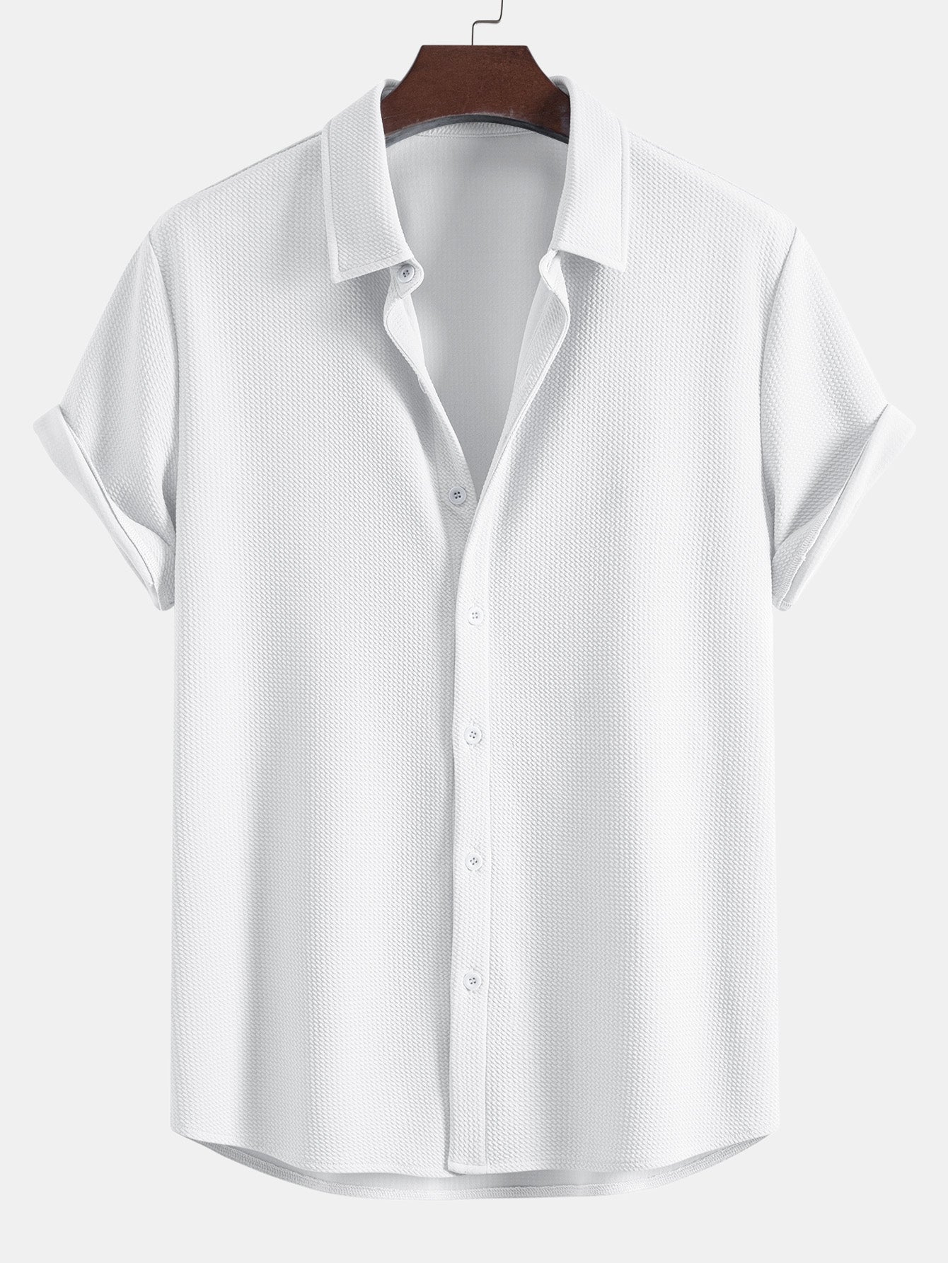 Muscle Fit Textured Button Up Shirt