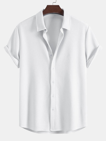 Muscle Fit Textured Button Up Shirt