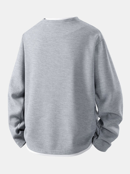 Relax Fit Long Sleeve 2 In 1 Waffle T-Shirt
