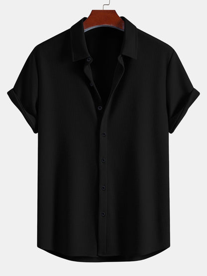 Muscle Fit Textured Button Up Shirt