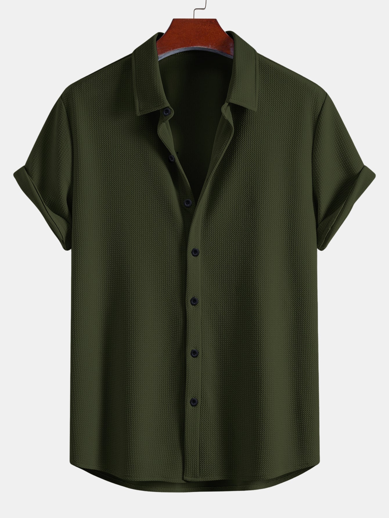 Muscle Fit Textured Button Up Shirt