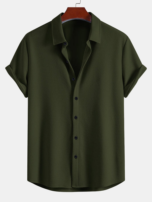 Muscle Fit Textured Button Up Shirt