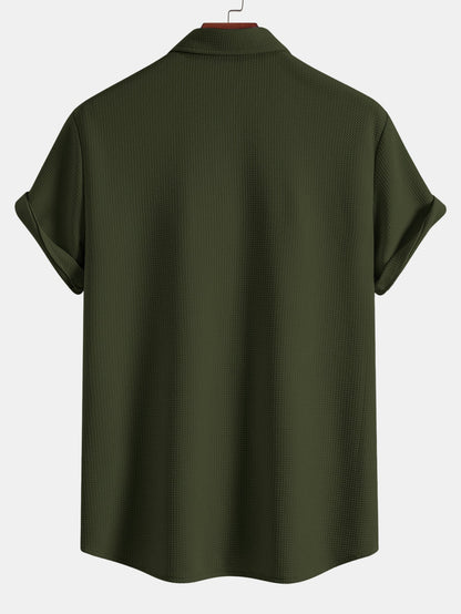 Muscle Fit Textured Button Up Shirt