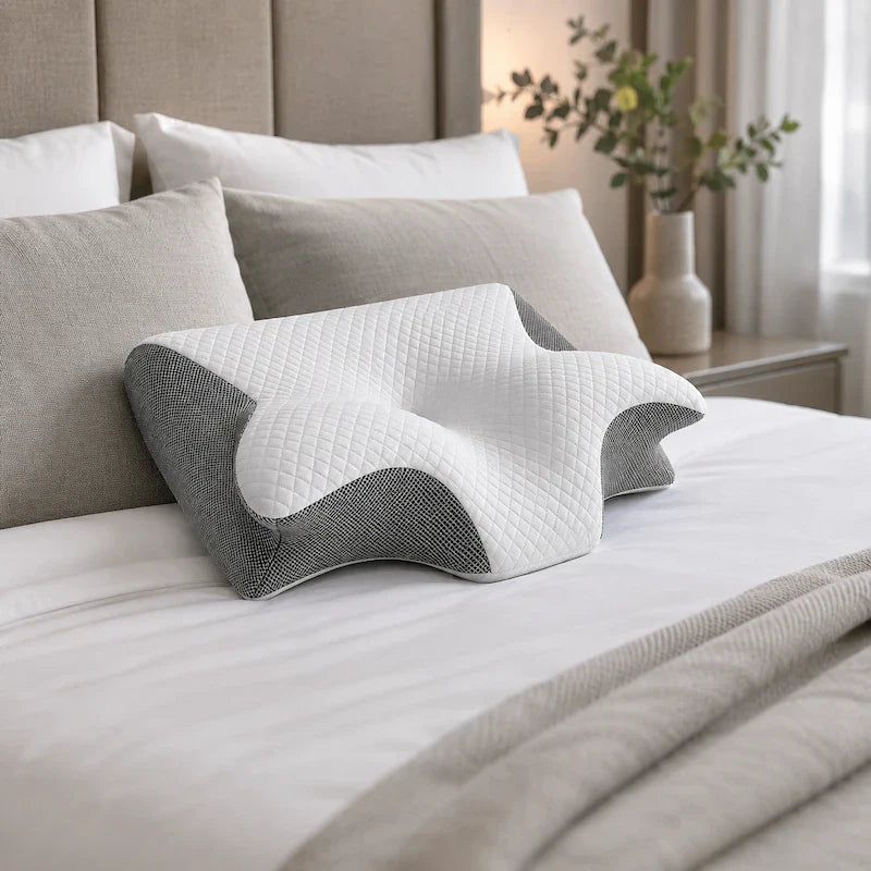 ConfortoVita Travesseiro Ortopédico Cervical Ergonômico Memory Foam 63x37x13cm