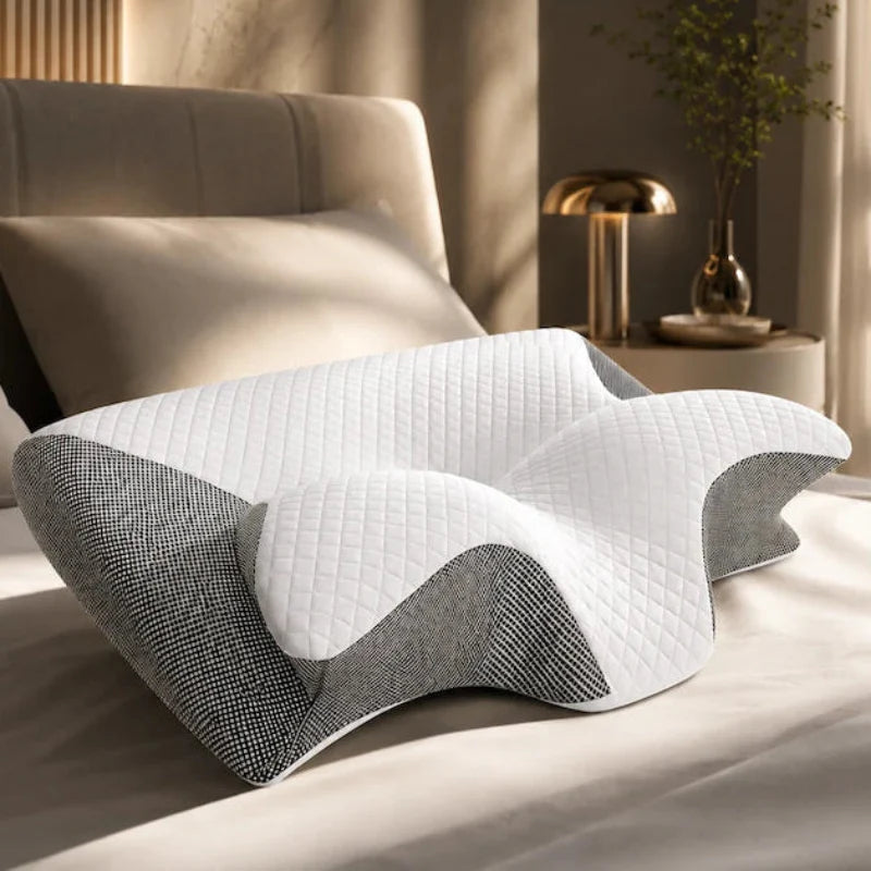 ConfortoVita Travesseiro Ortopédico Cervical Ergonômico Memory Foam 63x37x13cm